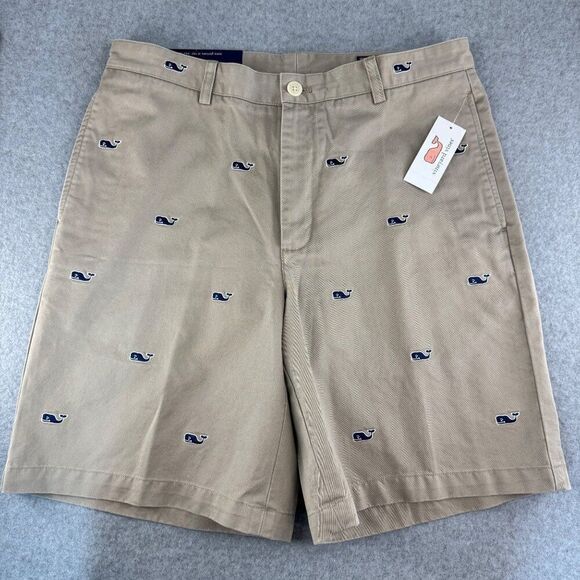 Vineyard Vines Other - Vineyard Vines Size 34 Club Shorts Khaki Navy Blue‎ Embroidered Whale Logo Men's